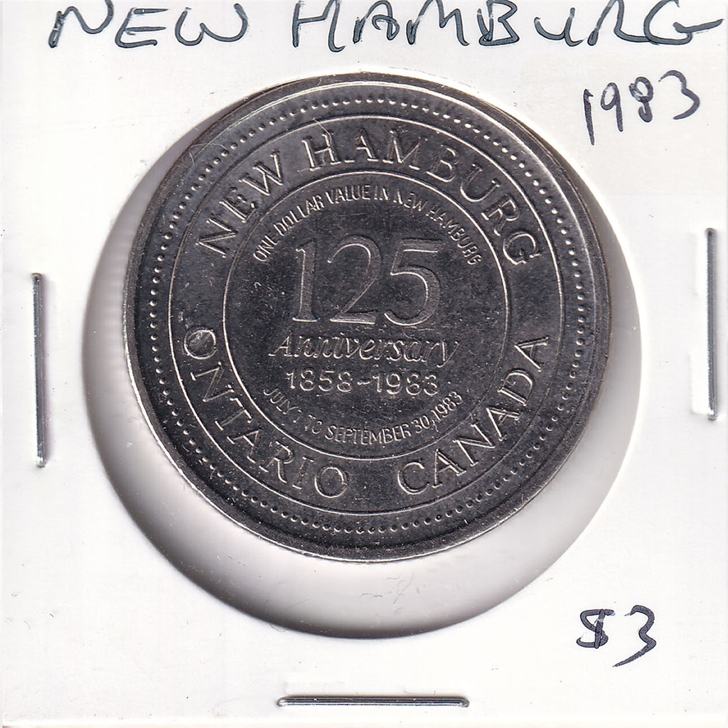 1983 New Hamburg, Ontario, 125 Year Anniversary Trade Dollar Token