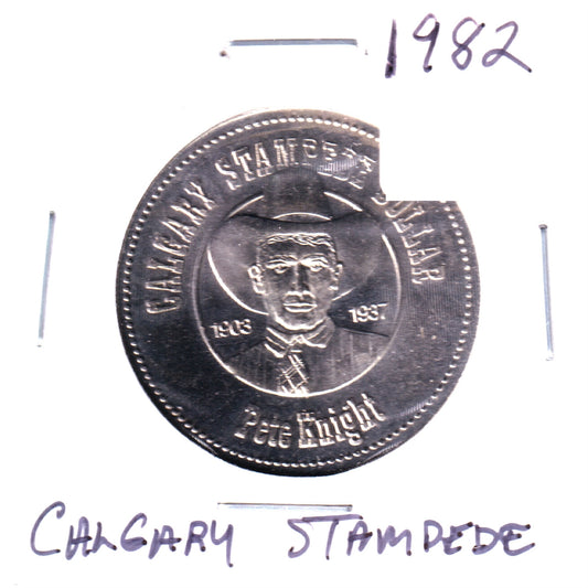 1982 Calgary Stampede Dollar Trade Token: Calf Roping & Pete Knight
