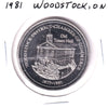 1981 Woodstock, ON, Dairy County Dollar Trade Token: Old Town Hall