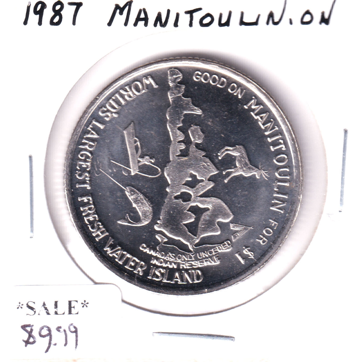 1987 Manitoulin Island, Ontario, Haweater Trade Dollar Token: Manitoulin Ski Club