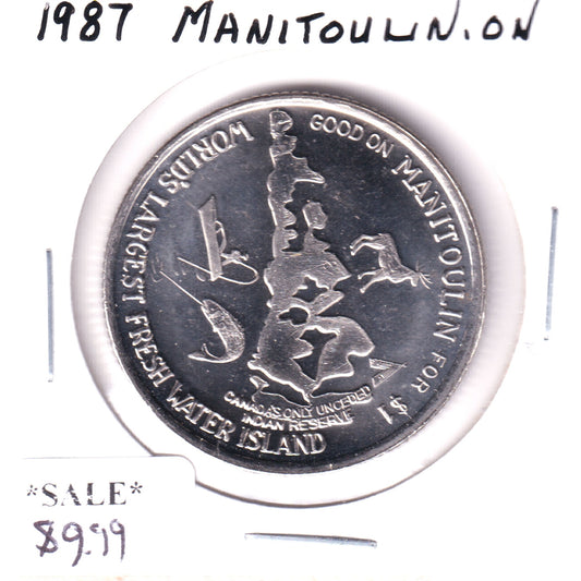 1987 Manitoulin Island, Ontario, Haweater Trade Dollar Token: Manitoulin Ski Club