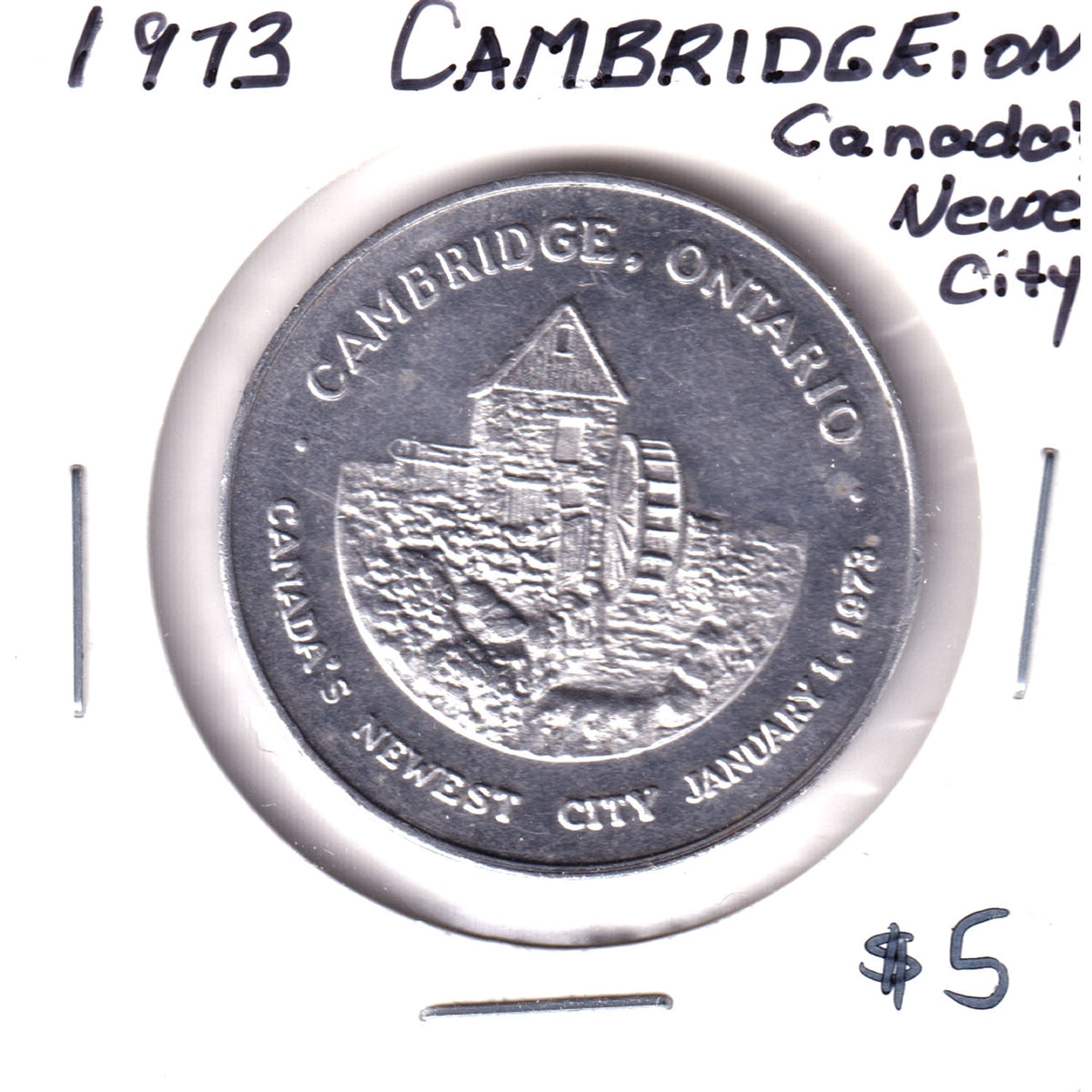 1973 Cambridge, ON, Canada's Newest City Medallion (Aluminum)