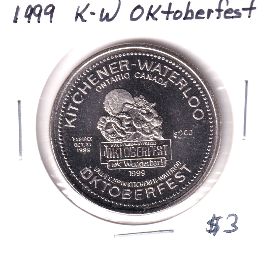 1999 Kitchener-Waterloo Oktoberfest $2 Trade Dollar Token: Mutual Life Becomes Clarica
