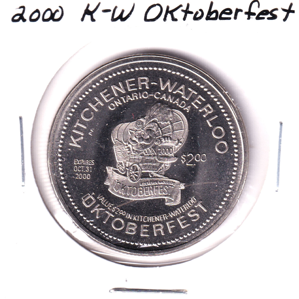 2000 Kitchener-Waterloo Oktoberfest $2 Trade Dollar Token: Walter P Zeller