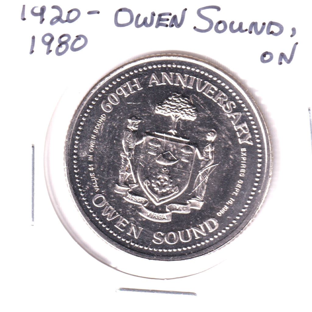 1980 Owen Sound, Ontario, 60th Anniversary Trade Dollar Token