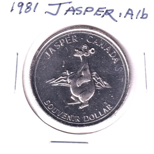 1981 Jasper, Alberta, Souvenir Dollar: Rams