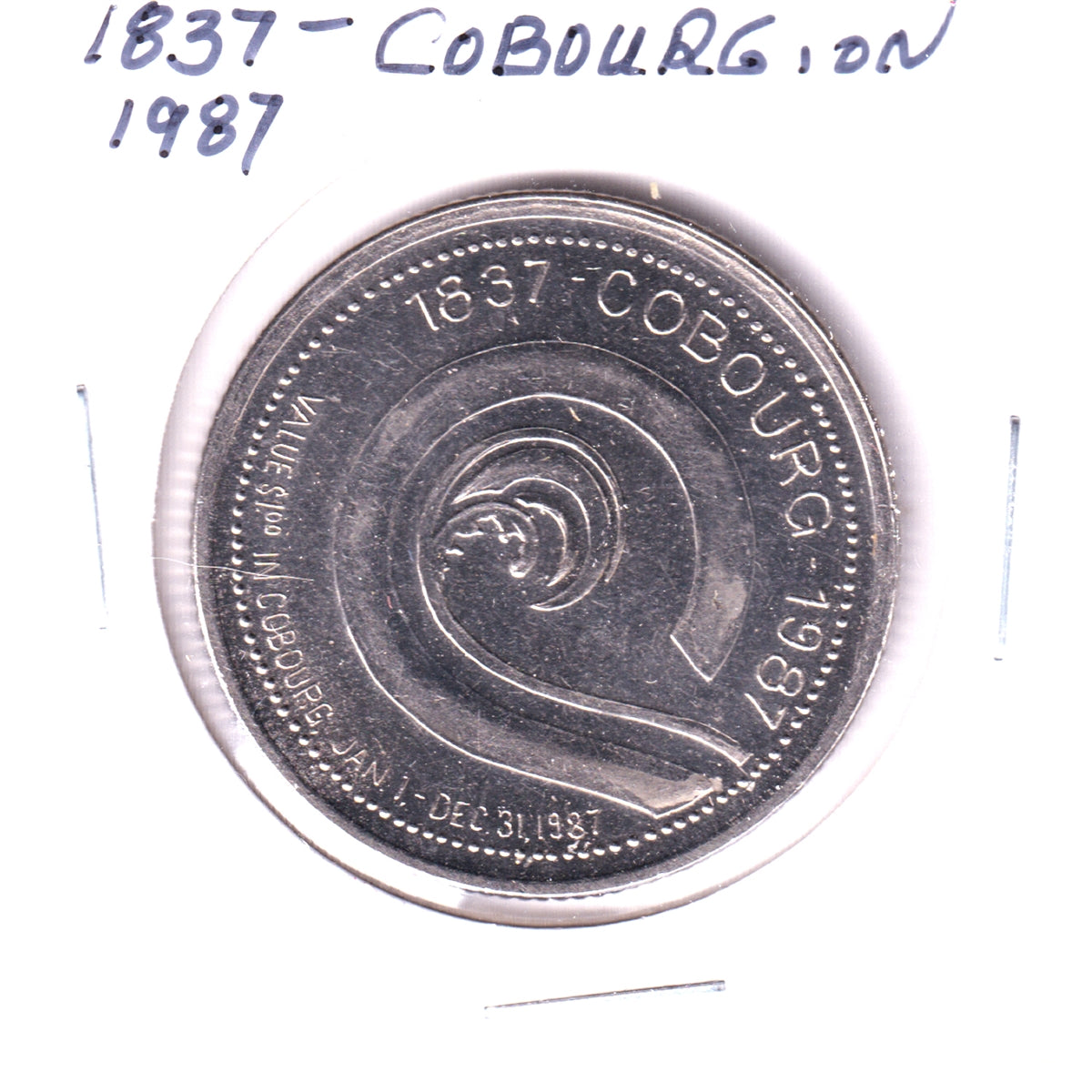1987 Cobourg, ON, 150th Anniversary Trade Dollar Token: Countess of Dufferin Ship