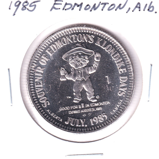 1985 Edmonton, AB, Klondike Days Trade Dollar Token: International Youth Year