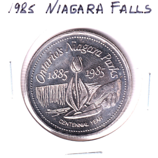 Niagara Falls, Ontario, 1985 Trade Dollar Token: Niagara Parks Centennial