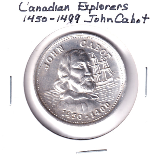 Canadian Explorers: John Cabot Maple Leaf Aluminum Medallion