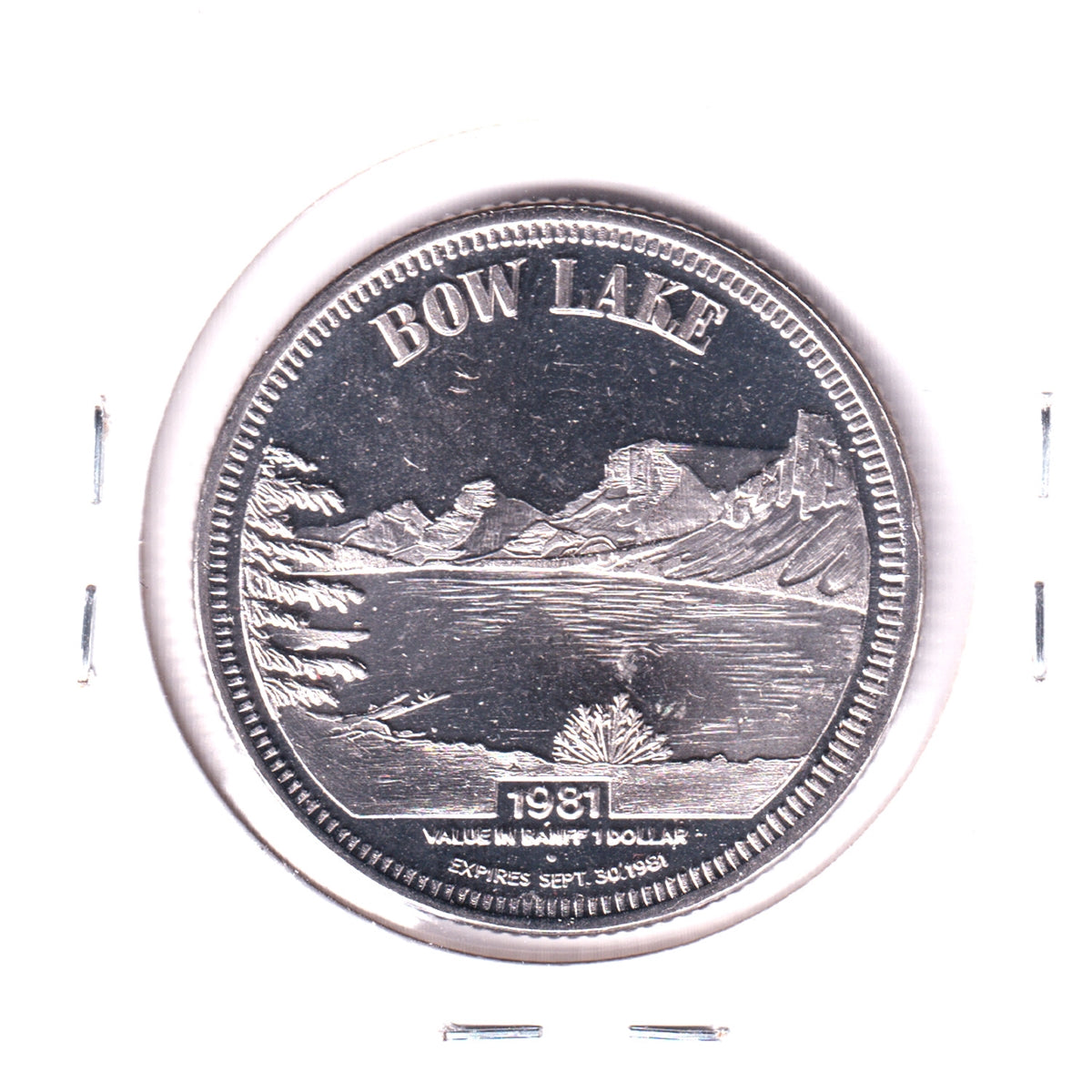1981 Banff, Alberta, Lake Louise Dollar Trade Token: Bow Lake