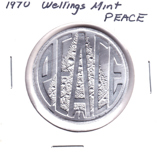 1970 PEACE Wellings Mint Season&apos;s Greetings Aluminum Medallion