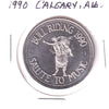 1990 Calgary Stampede Souvenir Dollar Trade Token: Bull Riding & Salute to Music