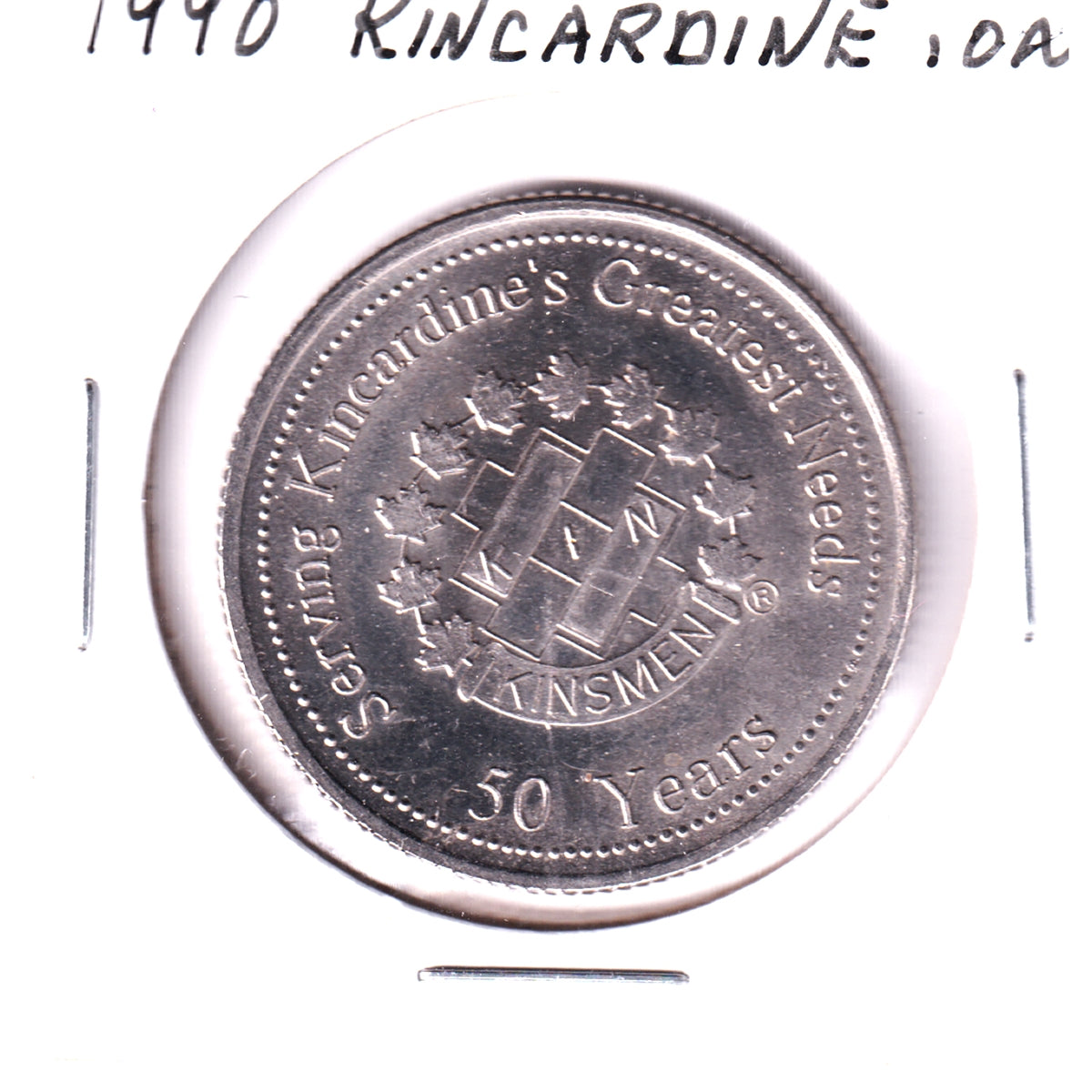 1990 Kincardine, ON, Kinsmen 50 Years / Old Boys & Girls Reunion $2 Trade Dollar Token