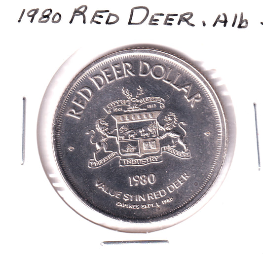 1980 Red Deer, AB, Trade Dollar Token: Court House