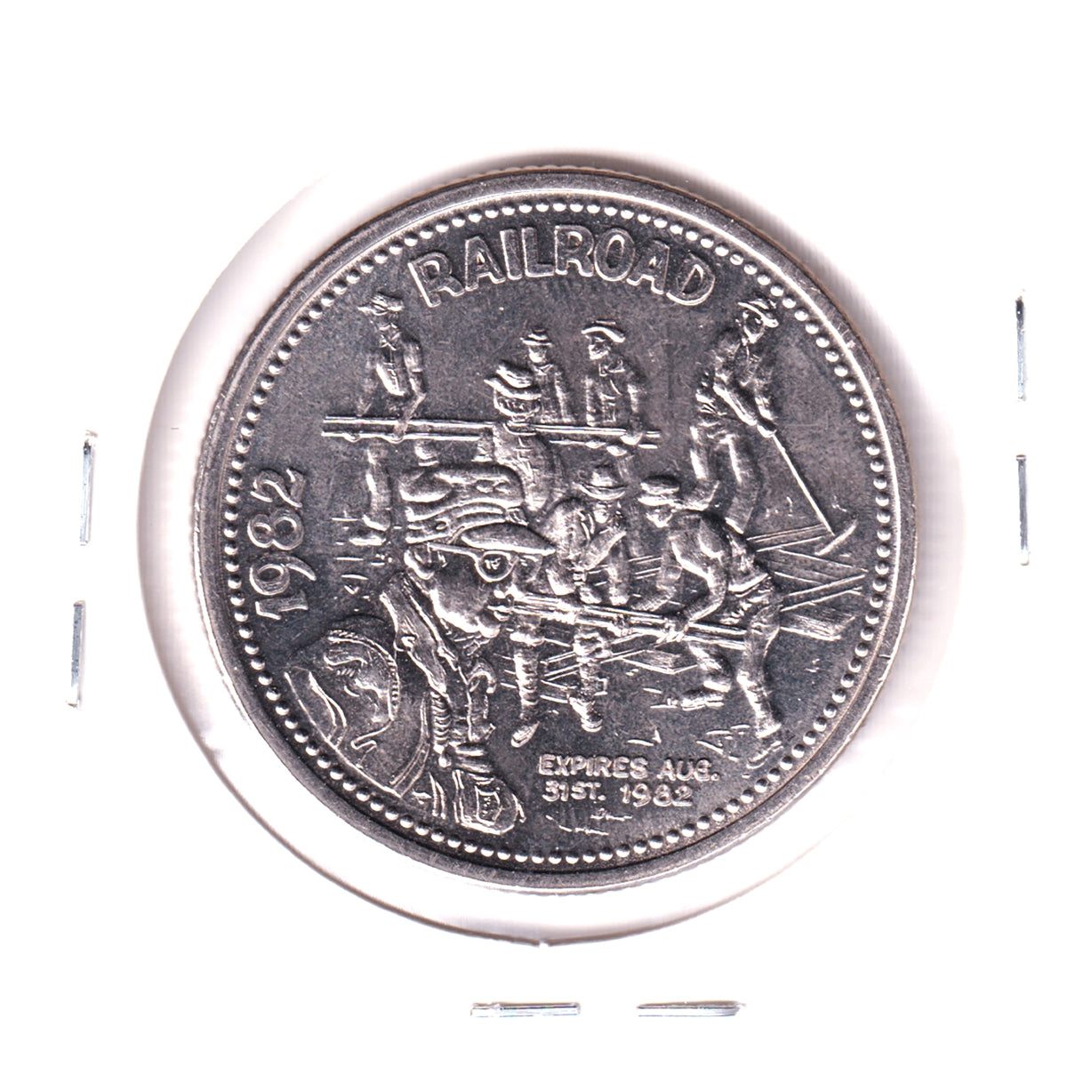 1982 North Bay, ON, Centennial Trade Dollar Token: Railroad