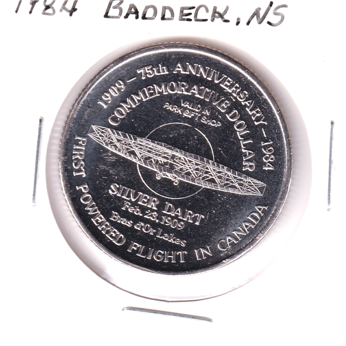 1984 Bell Historic Site, Baddeck NS Commemorative Dollar: Silver Dart 75th Anniversary