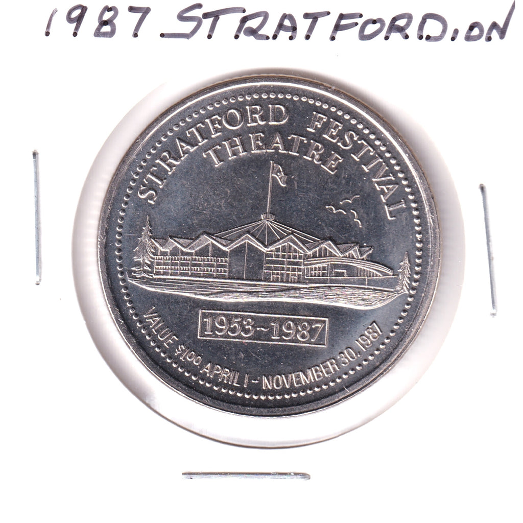 1987 Stratford, ON, Trade Dollar Token: Stratford Festival Theatre, 1953-1987