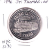 1996 St. Thomas, ON, $2 Trade Token: Railway Capital of Canada / City Hall