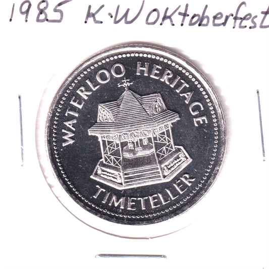 1985 K-W Oktoberfest Trade Dollar Token: Waterloo Heritage Timeteller