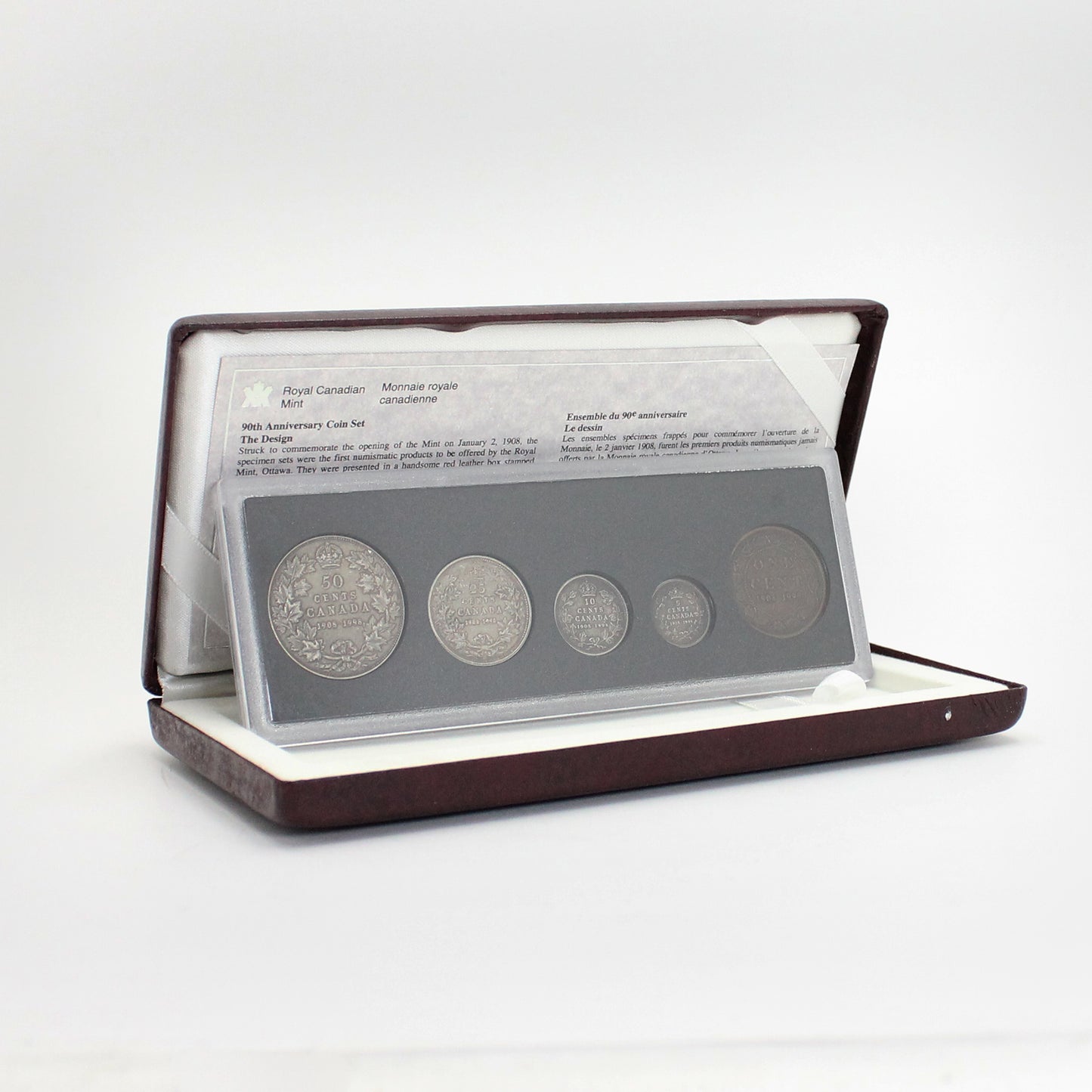 1908-1998 Canada 90th Ann Royal Canadian Mint Antique Finish Sterling Silver Proof Set