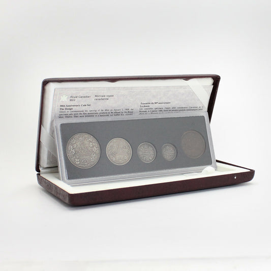 1908-1998 Canada 90th Ann Royal Canadian Mint Antique Finish Sterling Silver Proof Set