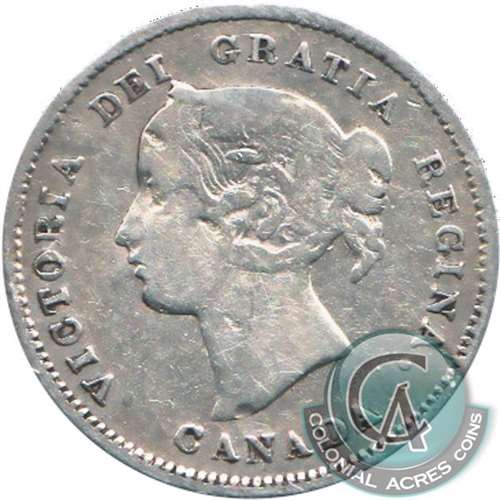 1858 Small Date Canada 5-cents Fine (F12)