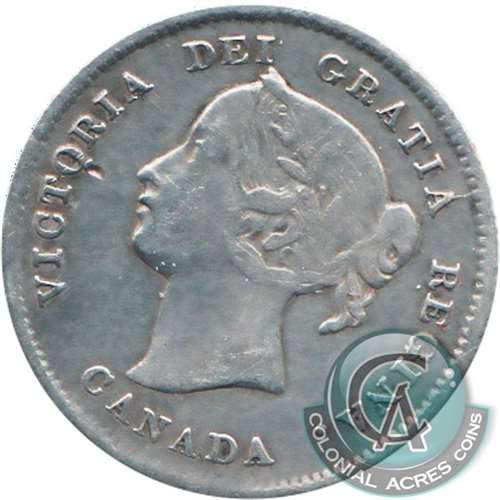 1858 Small Date Canada 5-cents F-VF (F15)