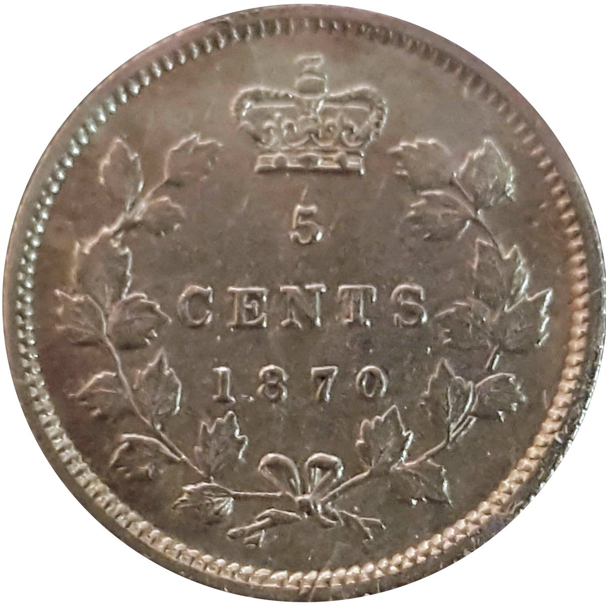 1870 Narrow Rim Canada 5-cents Extra Fine (EF40) $