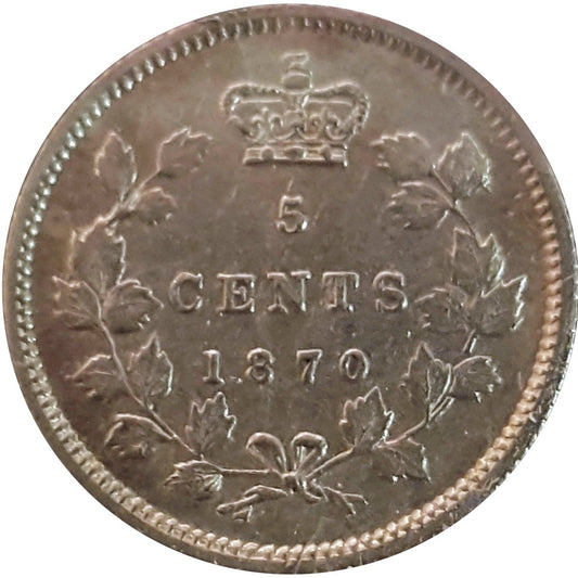 1870 Narrow Rim Canada 5-cents Extra Fine (EF40) $