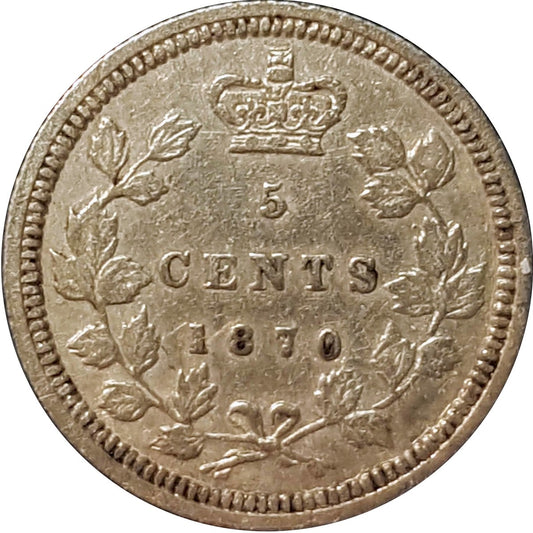 1870 Wide Rim Canada 5-cents Very Fine (VF20)