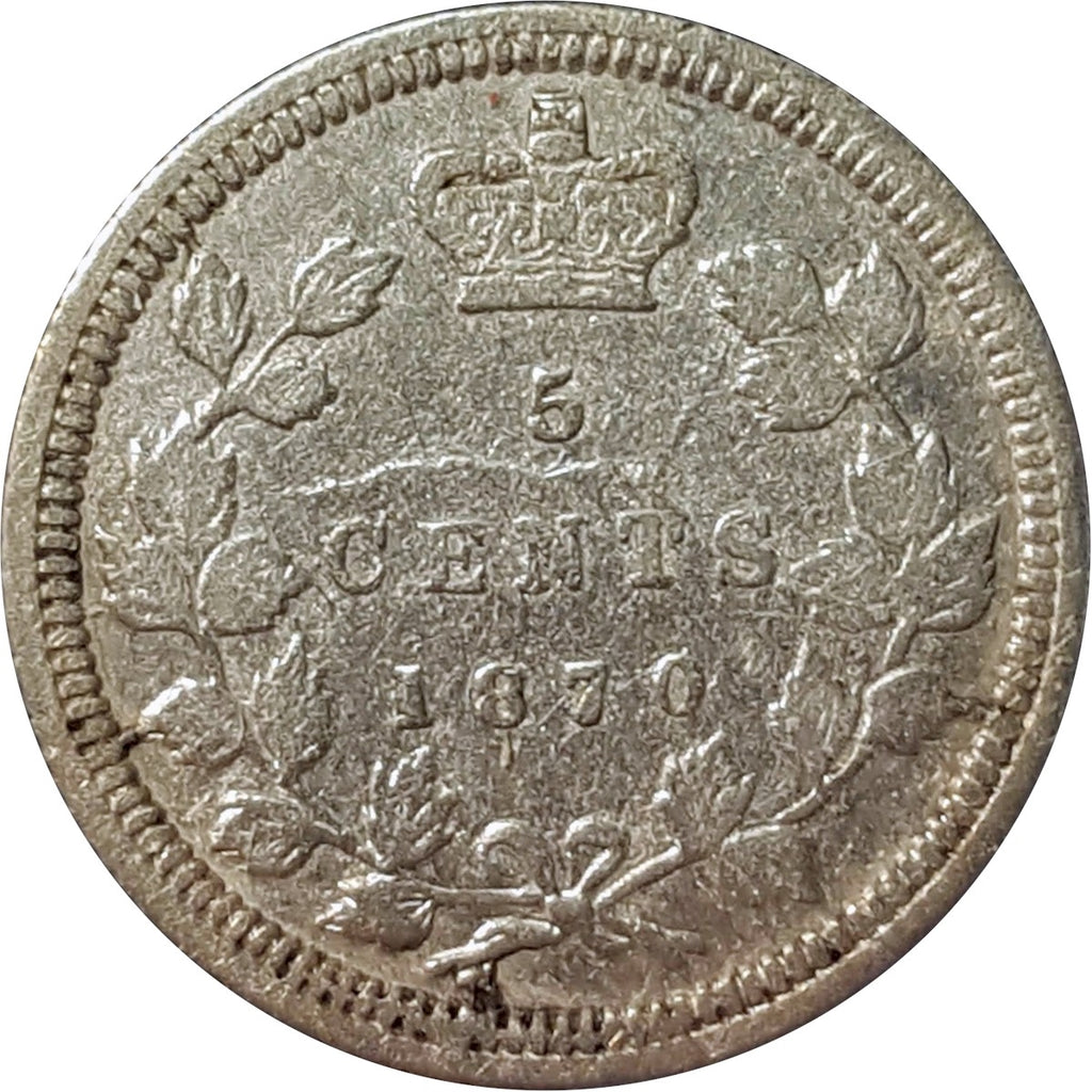 1870 Wide Rim Canada 5-cents F-VF (F15)