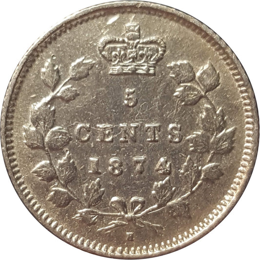 1874H Crosslet 4 Canada 5-cents VF-EF (VF30) $