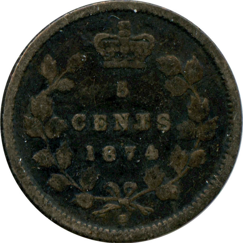 1874H Crosslet 4 Canada 5-cents About Good (AG3)
