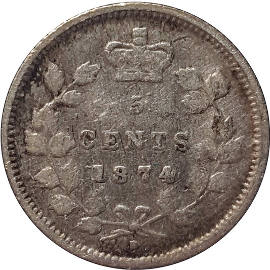 1874H Crosslet 4 Canada 5-cents Fine (F12) $
