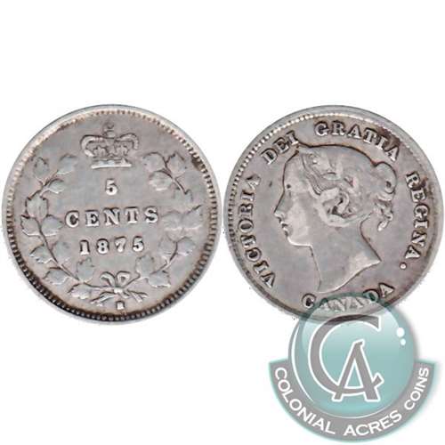 1875H Small Date Canada 5-cents F-VF (F15) $
