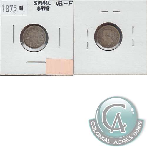 1875H Small Date Canada 5-cents VG-F (VG10) $