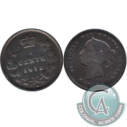 1875H Small Date Canada 5-cents Fine (F12) $