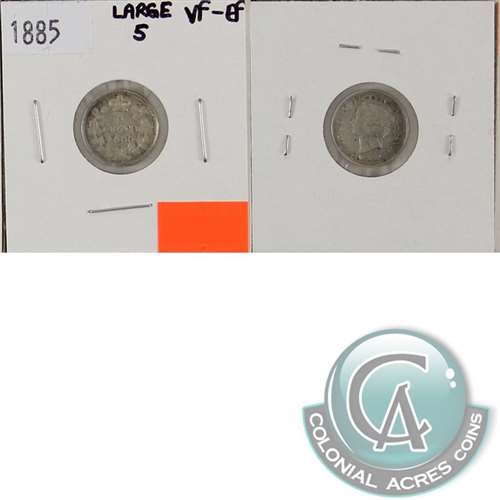 1885 Large 5 Canada 5-cents VF-EF (VF30) $