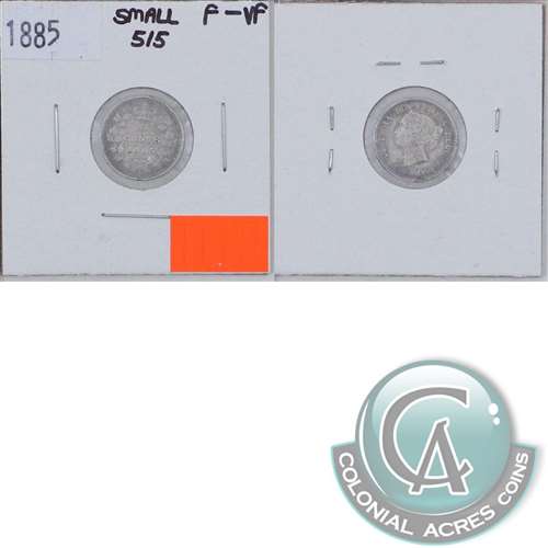 1885 Small 5 Over 5 Canada 5-cents F-VF (F15) $