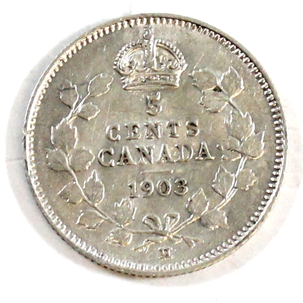1903H Small Recut H Canada 5-cents EF-AU (EF45) $