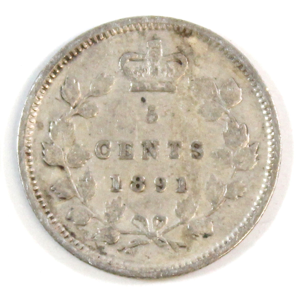 1891 Obv. 5 Canada 5-cents Very Good (VG8)