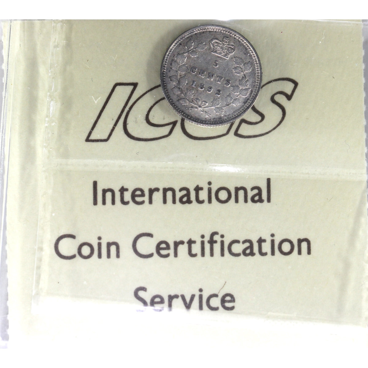 1892 Obv. 2 Canada 5-cents ICCS Certified VF20