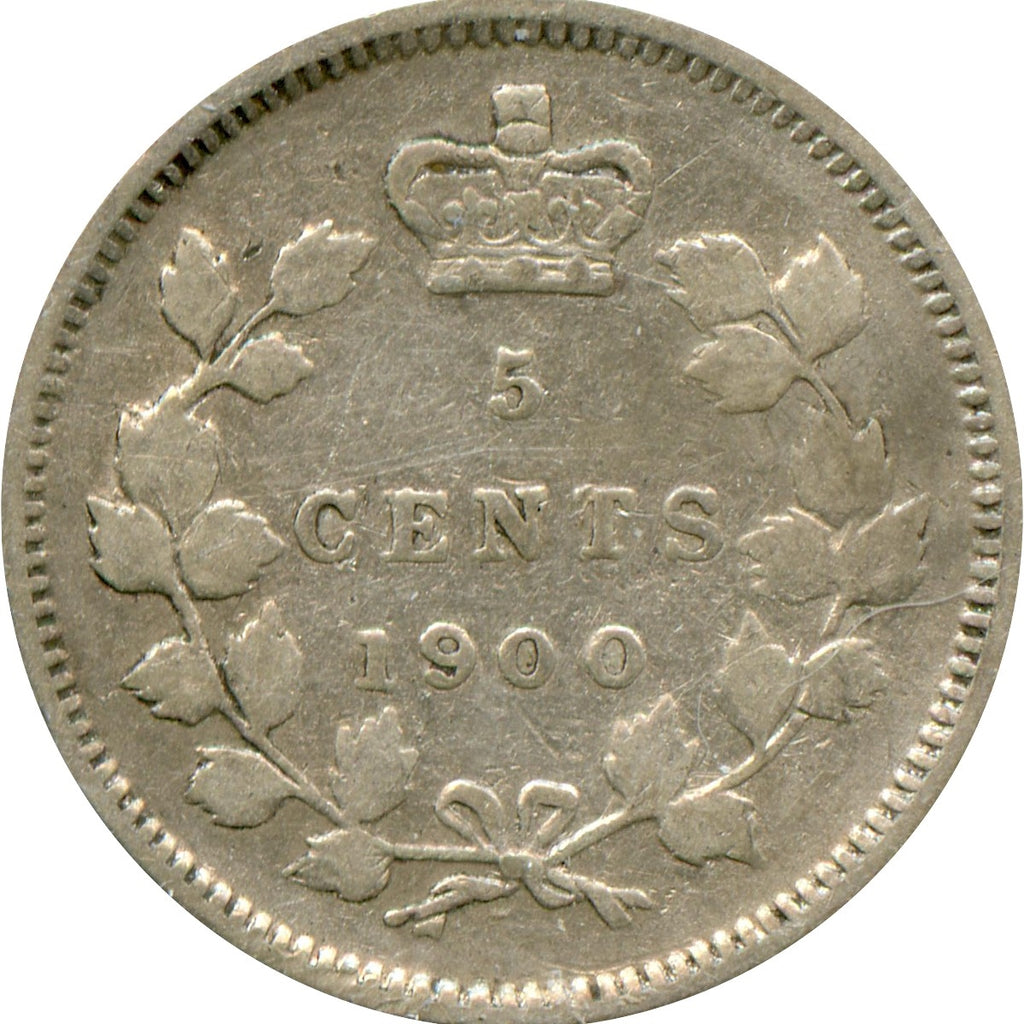 1900 Round 0's Canada 5-cents VG-F (VG10)