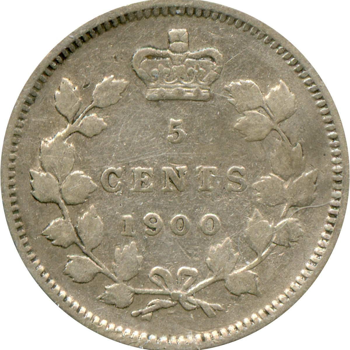 1900 Round 0's Canada 5-cents VG-F (VG10)