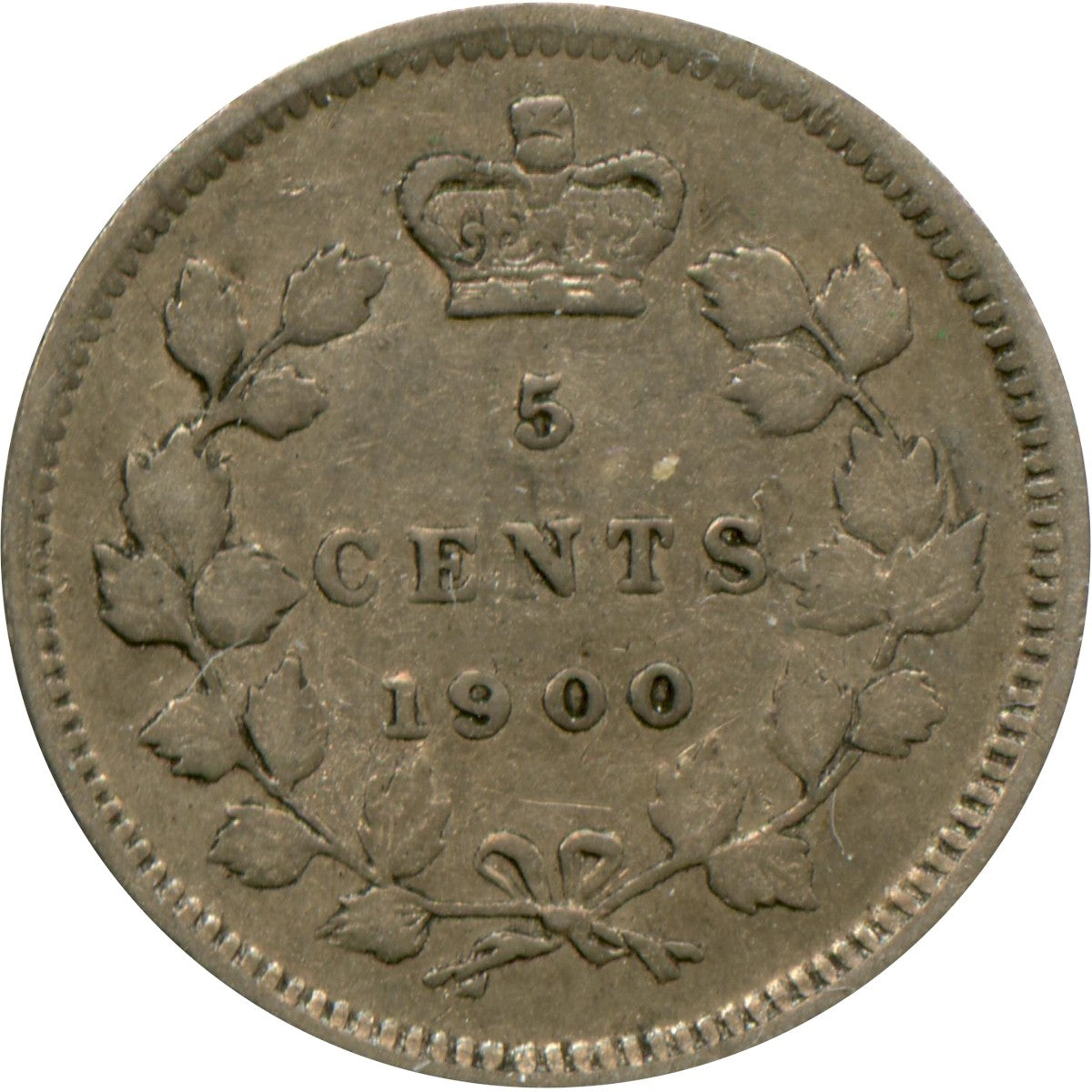 1900 Round 0's Canada 5-cents Very Fine (VF20) $
