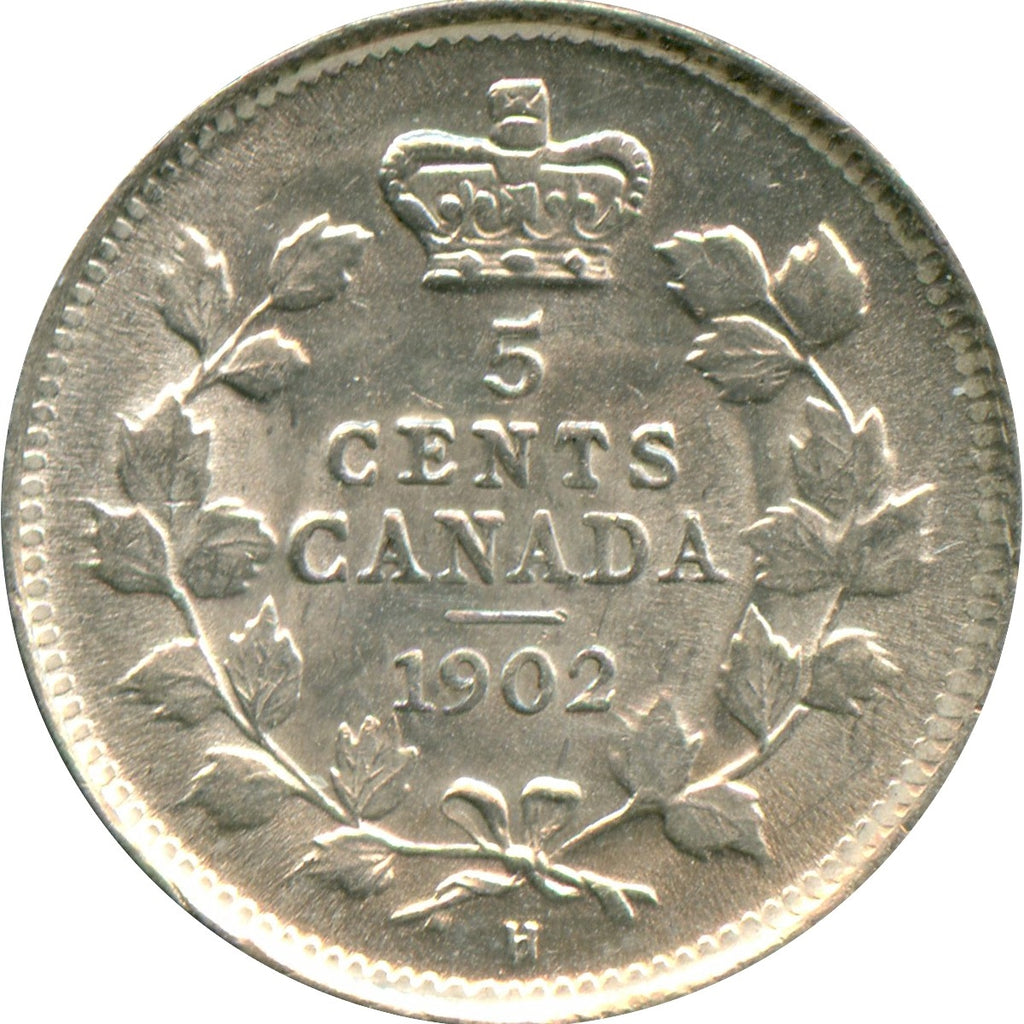 1902H Small H Canada 5-cents AU-UNC (AU55) $