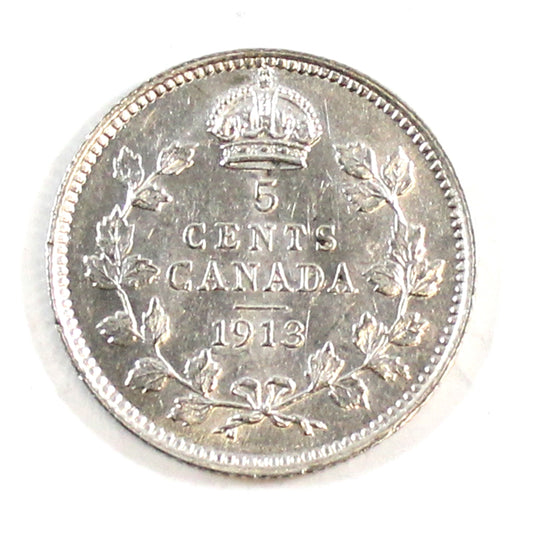 1913 Canada 5-cents Almost Uncirculated (AU50)