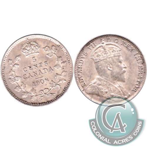 1908 Large 8 Canada 5-cents EF-AU (EF45) $