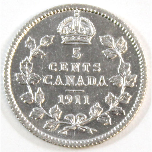 1911 Canada 5-cents Almost Uncirculated (AU50)